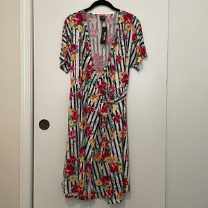 Agnes & Dora Nightingale Wrap Dress: Stripes and Blooms (XXL)